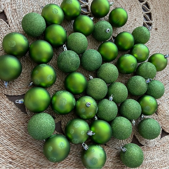 MINI MIXED Green Glitter ORNAMENT BUNDLE - Picture 2 of 6